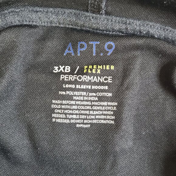 Mens 3XB Apt. 9 Performance Flex Long Sleeve Hoodie Dark Gray Polyester Cotton - Picture 6 of 8